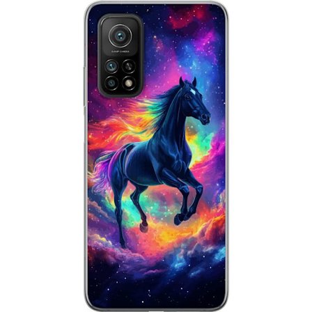 Kompatibelt Mobilskal till Xiaomi Xiaomi Mi 10T Pro 5G Färgstark galaxhäst med regnbågsmane i rymdmiljö, magisk fantasyillustration för barnrum,