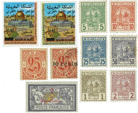 Marokko - 1 stemplet og 10 postfrisk frimærker