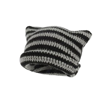 Stickad manschett Beanie Cap Hat Lättvikts Mjuk Ull Kattöron Stil För kallt väder Bär Huvudvärmare