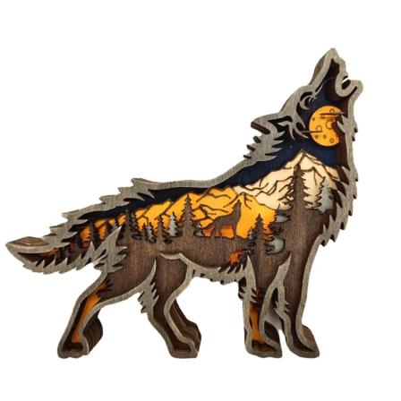 Ylande Varghund Figur Staty Trä Varghund Ornament Varghund Silhuett Dekoration