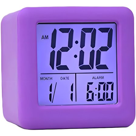 Barnevekkerklokke - Digital vekkerklokke - Silikonvekkerklokke - LED-display med dato og slumrefunksjon - Batteridrevet