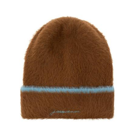 Jacquemus, Neve beanie with logo Bruin, Dames, Maat:ONE Size