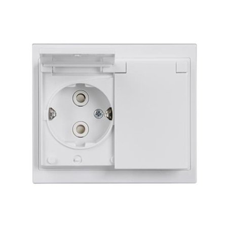 ABB Impressivo Stikkontakt innfelt, jordet, IP44, hvit 2-veis, Strømbrytere & vegguttak