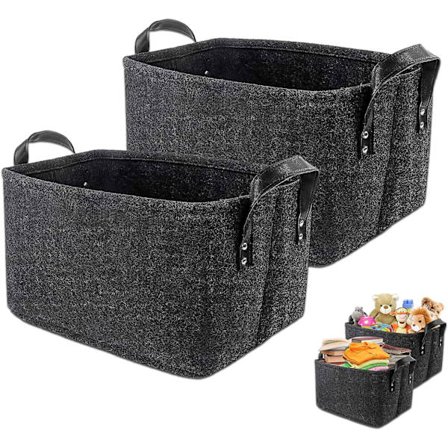 2 st filt förvaringskorg, svart