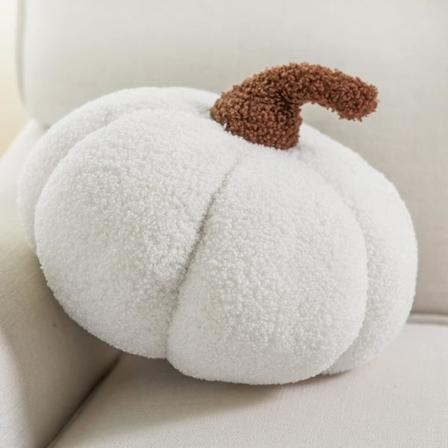 Teddy Fleece Kurpitsa Tyynynpäälliset Ultra Pehmeä Sherpa Koristeellinen Söpö 3D Muotoinen Tyyny, Valkoinen, 28*24cm