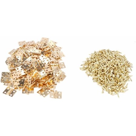 100 st Mini Mässingsgångjärn Hårdvara 180 Graders Rotation för Dockhus Miniatyr Möbel Skåp (DIY)