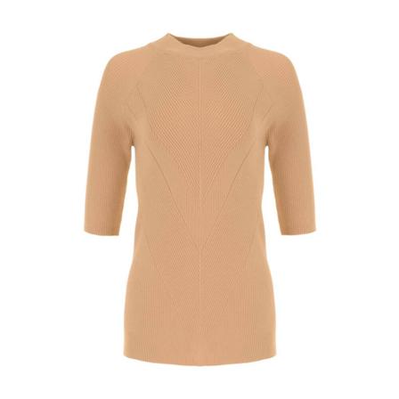 Maicazz, Round-neck Knitwear Beige, Dames, Maat:M,Polyamide
