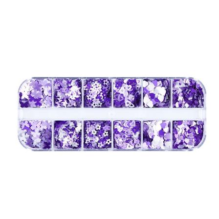 12 Ruudukon Kynsilakat Glitter Turvallinen Kannettava Lemmikki Violetti Luumukukka Kynsien Koristelu Tytöille Qinhai