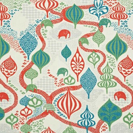 Littlephant Tyg på löpmeter - Saga Forest, vit/röd metervara Flerfärgad ONESIZE