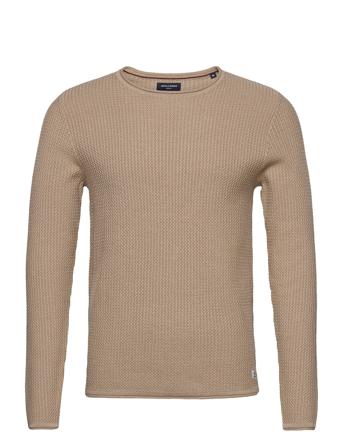 Jprblucarlos Knit Crew Neck Noos Strikkegenser M. Rund Krage Beige Jack & J S