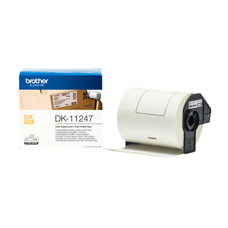 Brother original DK11247 store adresseetiketter i fast format, 103 mm x 164 mm - sort på hvit