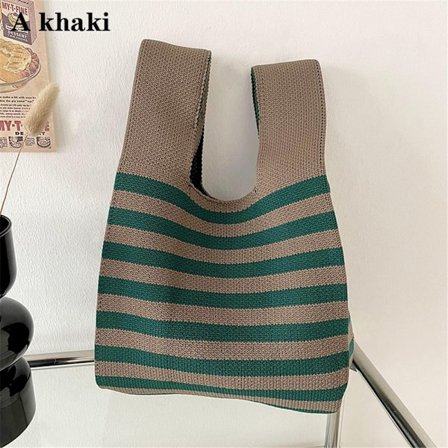 Stickad handväska Knot handledsväska KHAKI A A