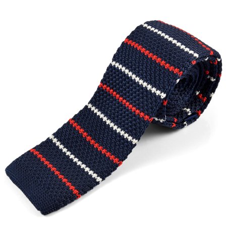 Navy Strikket Slips til mænd - Smalle slips