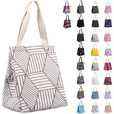 1 stk. Isolert lunsjpose, slitesterk, bred åpning, sammenleggbar og bærbar lunsjveske med innvendige lommer, vannavstøtende termisk