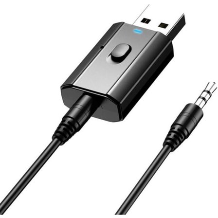 Bluetooth-sender 50 med 3,5 mm jack, Mini trådløs Bluetooth-sender, USB-ladeadapter, Innebygd mikrofon for bil, hjem, hodetelefoner og høyttalere