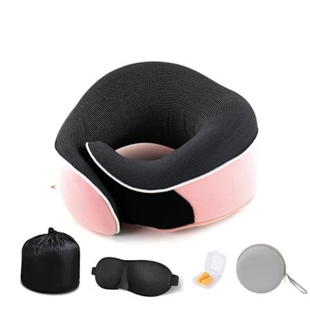 U-formad resekudde minnesskum för flyg & bil, ergonomisk nackkudde, tvättbart fodral_TF_TF