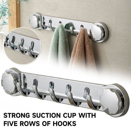 1/2 stk veggmontert 5 kroker stativ kraftig sugekopp håndkle bad kjøkkenholder sugekopp henger