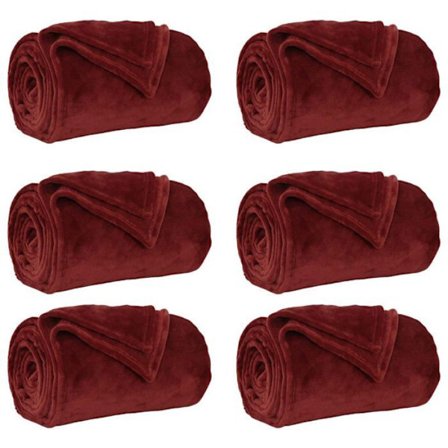 Täckning - duntäcke - pläd Vidaxl Kastfiltar 6 st Röd Bordeaux 130 x 150 cm Fleece