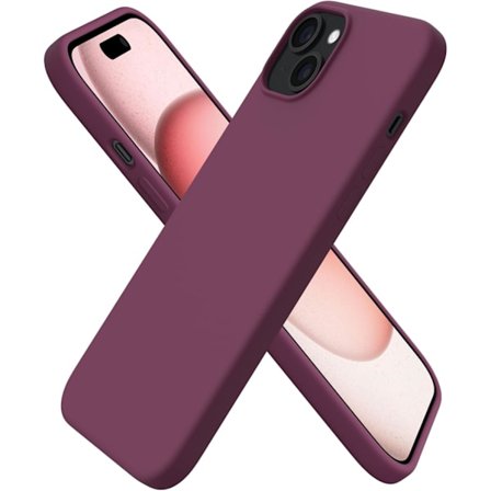 iPhone 15 Plus Deksel 6.7", Slankt Flytende Silikon 3 Lag Fullt Dekket Myk Gel Gummi 15 Plus iPhone Deksel 6.7 tommer - Vinrød