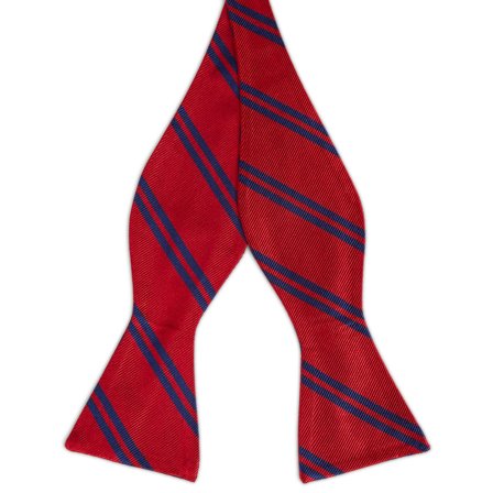 Navy Twin Stripe Red Silk Self-Tie Bow Tie for Men - Self-tie bow ties