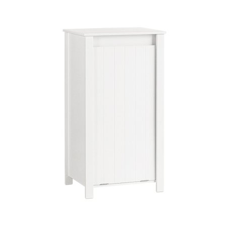 SoBuy Lågt badrumsskåp med 1 dörr i vitt 45x35x85cm, rustik BZR100-W