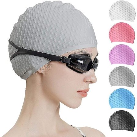 Silikon Badehætte, behagelig badehætte ideel til krøllet kort, mellemlangt og langt hår