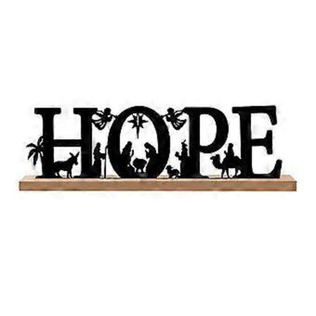 Tyylikäs musta metallinen jouluseimi-figuuriveistos puujalustalla joulun kodin pöytä- ja hyllykoristeisiin