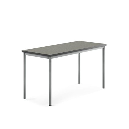 Desk SONITUS, 1400x600x720 mm, dark grey linoleum, alu grey