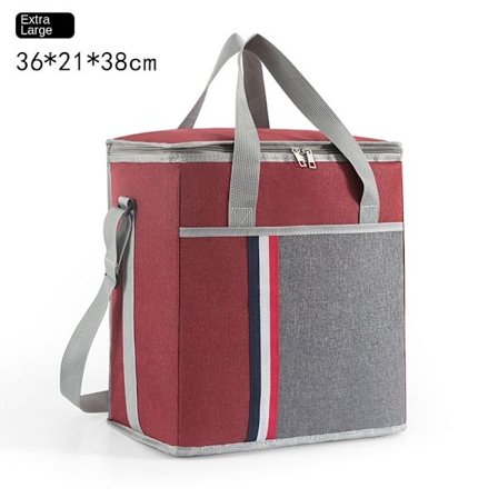 Lunchpaket, takeout, picknick, aluminiumfolie lunchlåda väska (Extra Large) Vinröd