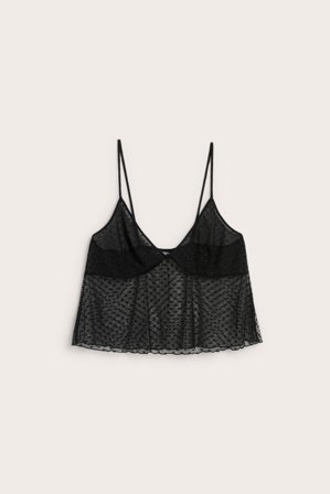Kappahl | Koszulka z wzorem w serduszka, z siateczki | Czarne