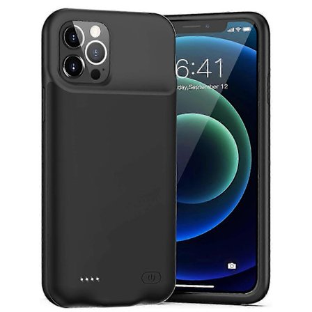 Batteri Cover til iPhone 12/12 Pro, [Opgraderet] 7000mAh Genopladeligt Opladnings Cover (Sort)-2025