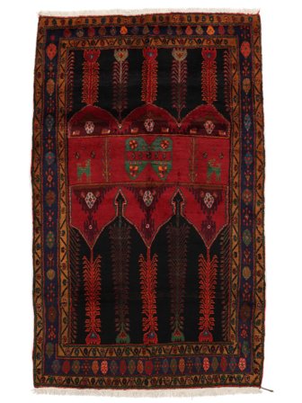 Persisk Hamadan Tæppe 160X260 Sort/Mørkerød (Uld, Persien/Iran)