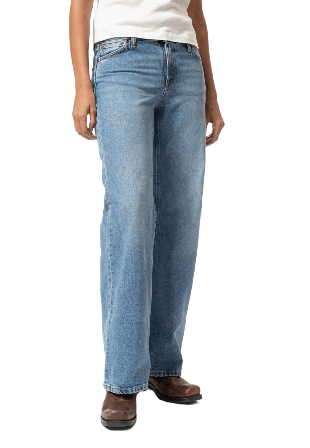 Nudie Jeans Wide Heidi Worn Treasure Dam Blå W26/L32