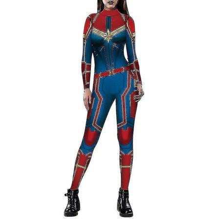 Halloween Kvinnor Captain America Iron-man Costume Fancy Dress Jumpsuit Blue