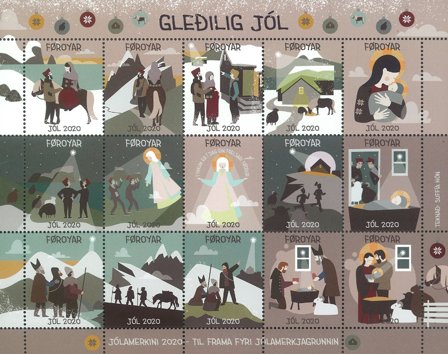 Færøerne - Julemærkeark 2020 - Utakket øvre marginal - Julemærkeark 2020