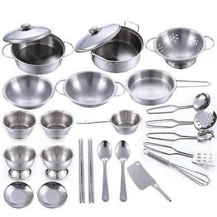 Leksakskök & Låtsasmat 25 Delars Set Barn Lekhus Köksleksaker Köksredskap Kastruller Pannor