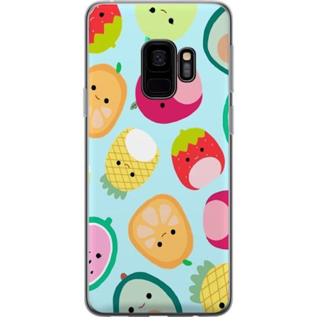 Kompatibel Mobilcover til Samsung Galaxy S9 Mønster af kawaii frugter som jordbær citron ananas og avocado på lyseblå baggrund