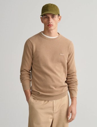 GANT Cotton Pique C-Neck - Beige - S