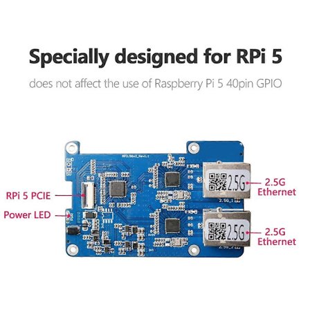 MP2.5GD til Rasbperry Pi 5 PCIE til Dual 2.5G Ethernet HAT RTL8125 Udvidelseskort Support til RPi OS og