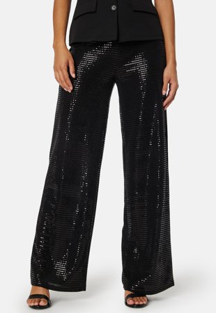 VILA Feste HW Straight Pants Black Klær