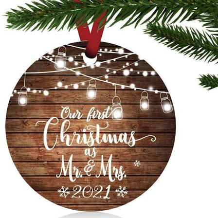 Våra första jul som gifta herr och fru prydnader 2021 KLB