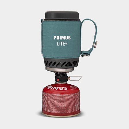 Gas stove / camping stove Primus Lite Plus Stove System Frost Green, 1500 W, with integrated piezo ignition + saucepan (500 ml), + Power Gas (100 
