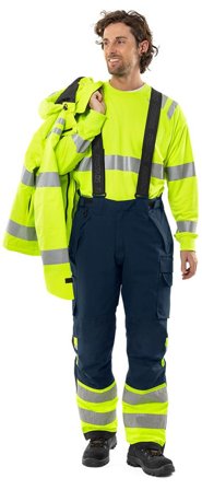 Fristads Herr Varsel Green vinterbyxa stretch 2681 GLPS, klass 1, Varsel Gul/Marinblå