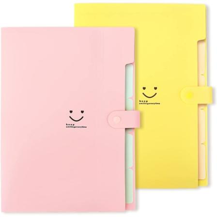 CDQ Udvidelig filmappe A4-papir størrelse, 2-pak (rosa, gul)