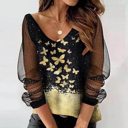 Damer Casual Lös T-shirt Heart Print Top