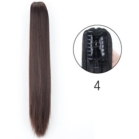 Syntetisk Lång Raka Claw Clip På Ponytail Hår Förlängningar 24Inch Värme Resistent Pony Sväng Hårstycke För Kvinnor Dagligt Parten S-4 24inches-60cm