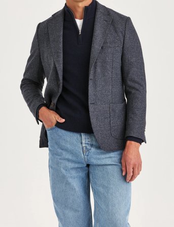 Morris Jersey Wool Casual Jacket - Navy - 52
