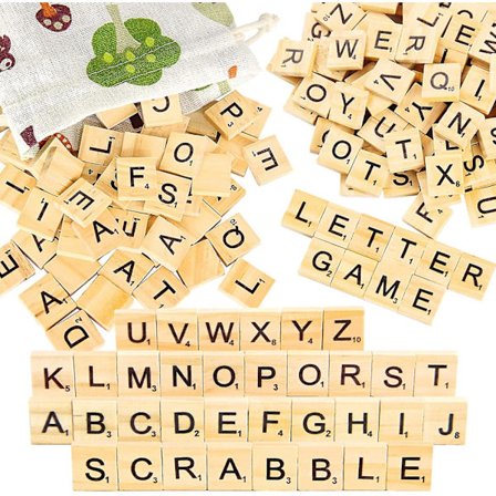 Trä alfabet pussel bokstäver A till Ö, 200 trä hantverk med bomull förvaringsväska