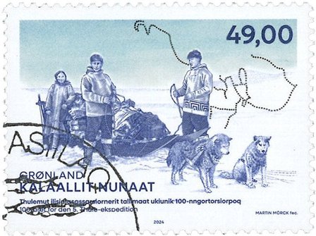 Grønland - 100 året for 5.Thule-ekspedition - Stemplet frimærke