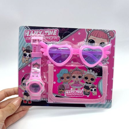 Lasten sarjakuva elektroninen kello lasit lompakko kello setti päiväkoti lasten lahja palkinto lelukello{EE}